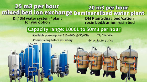 600KG abastecimento de água Deionized laboratório, planta de tratamento da água da desmineralização de FRP