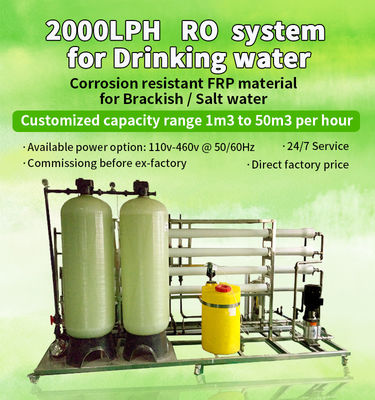 Planta industrial 2500LPH 380V material de aço inoxidável do RO da osmose reversa