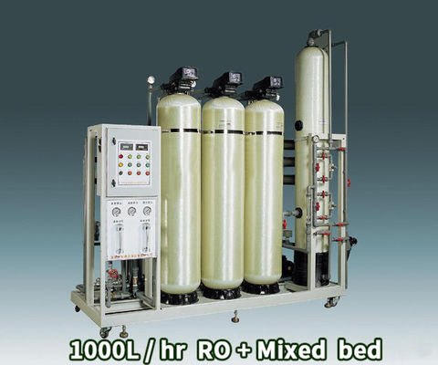 60HZ Deionized o abastecimento de água, RO misturado 1000LPH de Deionizer Bipass da cama